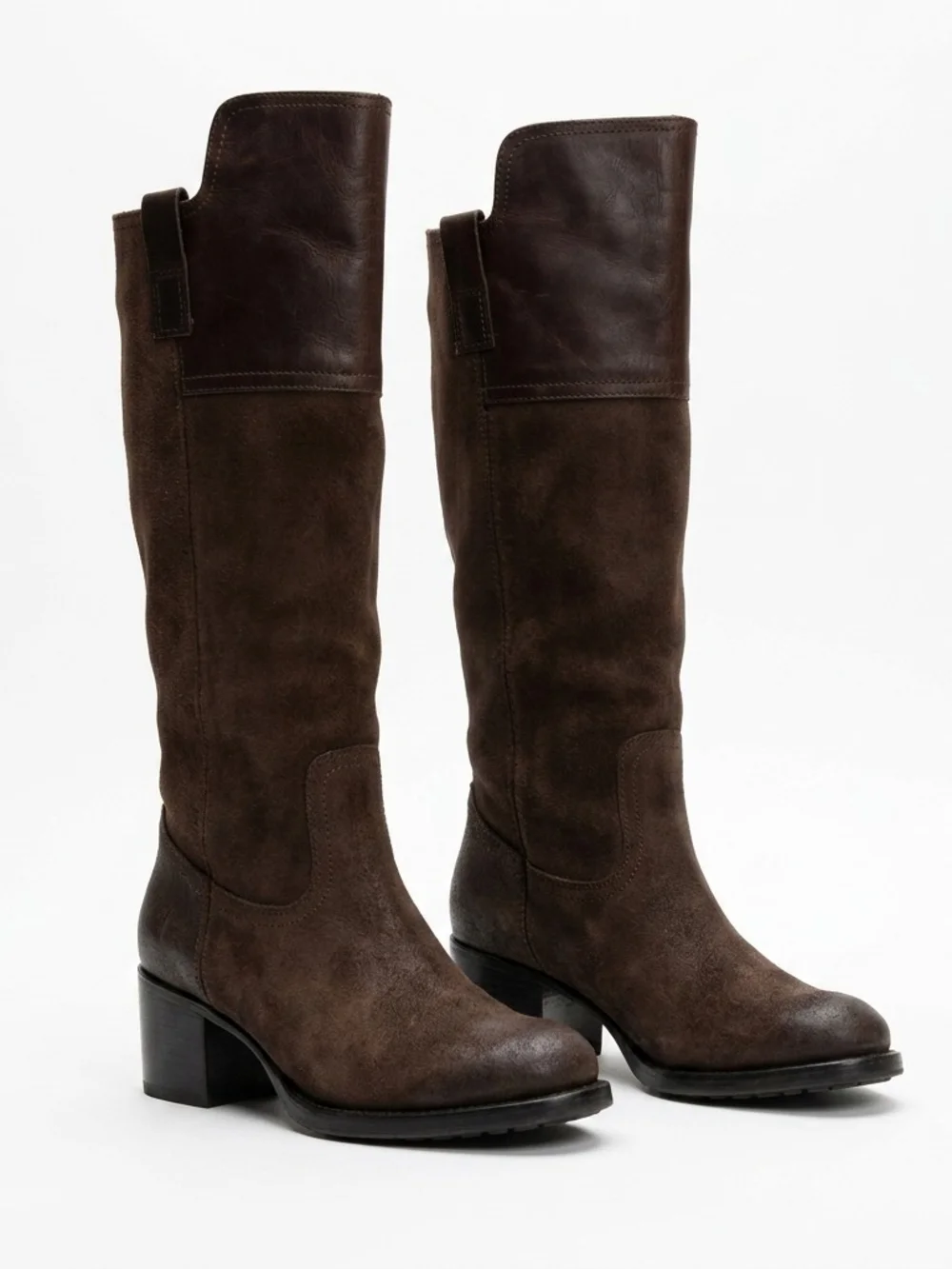 Frye Brown Suede & Leather Tall Boots Size 6.5 EUC